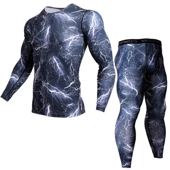 Conjunto de invierno para los hombres de la ropa interior térmica para hombre camuflaje de chándal para los hombres MMA conjunto de licra conjunto de culturismo camiseta s-4XL
