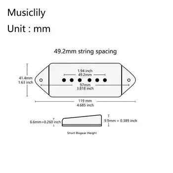 Musiclily Pro 49.2 mm P90 Perro de Oído a Corto/Baja Posición del Cuello de Recogida Cubre para USA Gibson/Estilo Vintage Epiphone, Crema (juego de 2)