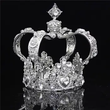 Barroco de la Real Corona del Rey Masculina Diadema de Novia de la Boda adornos para el cabello de la Novia de Baile tiaras y coronas en la Cabeza de la Joyería