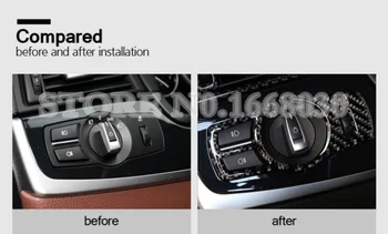 La Fibra de carbono del Faro Interruptor de Botón de la Cubierta Para el BMW Serie 7 F01 F02 2009-1pcs Coche accesorios de interiores, decoración del Coche