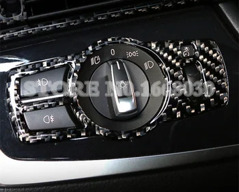 La Fibra de carbono del Faro Interruptor de Botón de la Cubierta Para el BMW Serie 7 F01 F02 2009-1pcs Coche accesorios de interiores, decoración del Coche