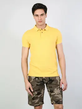 Inc Hombres Slim Fit Azafrán Amarillo Shirtpolo de Manga Corta Polo camisetas para los hombres de Polo de los hombres camisas de Polo,CLTKTMPTS0244260