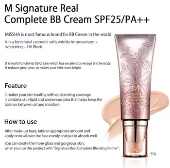 Original de MISSHA M Cubierta Perfecta BB Cream Signature Real Complete la BB Cream Impermeable Iluminar el Corrector de Aislamiento KoreaCosmetics