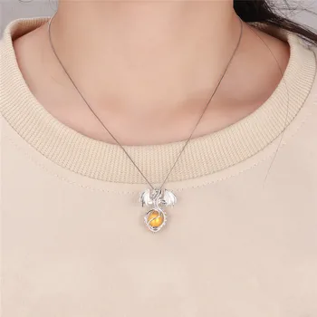 CLUCI 3pcs de Plata 925 en Forma de Dragón Perla del Relicario de Amuleto Colgante de Collar De las Mujeres 925 de la Plata Esterlina de la Jaula Colgante SC072SB