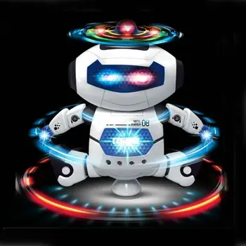Multifunción de Baile de Robot de Juguete de Rotación de la Figura de Acción Deslumbrante Música de LED de Luz de Juguete Caminar Robot Muñeco de Regalo de Navidad para los Niños