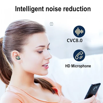 TWS 5.0 Bluetooth Auricular Inalámbrico de Auriculares Estéreo En la oreja los Auriculares Auriculares manos libres Con 2200mAh Banco de la Energía Para el iPhone