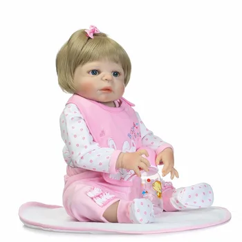 NPK 55cm completo de Silicona reborn baby doll Realistas niño bebe muñeca de pelo rubio renacer bebé Brinquedos juguetes para los niños regalos de Bonecas