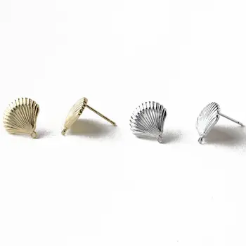 4PCS en forma de concha de aretes de BRICOLAJE orejeras de accesorios de la joyería de color conservado 18 K oro
