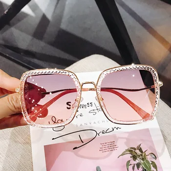 La famosa Marca de la Plaza Polarizado Gafas de sol de las Mujeres De 2020 Diseñador de Tonos Violeta Degradado de Cristal de Lujo Gafas de Sol de Señora UV400 Oculos
