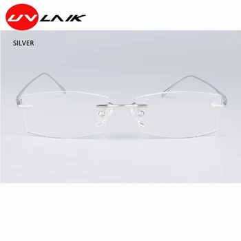 UVLAIK de los Hombres Anti-luz azul de negocios de los marcos de anteojos de aleación de titanio de Luz cómodo el trabajo de los Hombres gafas de Marco con caja de
