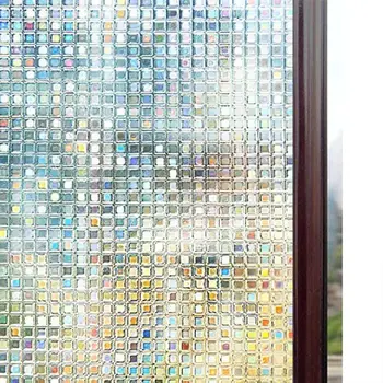 3D del arco iris Ventana Mosaico de Privacidad de Cine de la No-Adhesivo Vinilo calandrado Manchado etiqueta de la Ventana Anti-UV Decorativos para Puertas de Vidrio