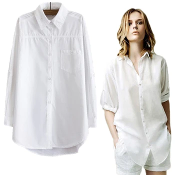 Y2K la Mujer de Larga Blusa de las Mujeres Camisa Blanca de la Oficina de Damas Camisas Algodón Casual Blusa de Algodón de la Moda de Blusas Femininas Tops