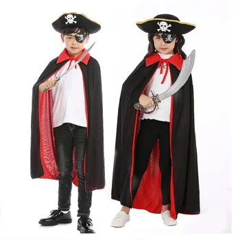 Disfraz de halloween de Bruja Negro manto Rojo vampiro cabo diablo poncho de ropa para los Niños de las Mujeres de los Hombres del partido