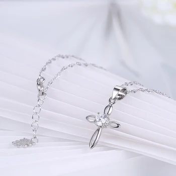 INALIS de la plata esterlina 925 mujeres de la suspensión colgante de cuello de diamante de cristal de la Cruz collar de regalos para las mujeres de la joyería de una niña
