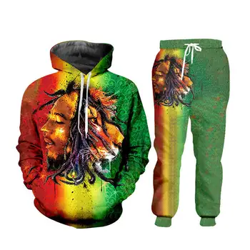Los Hombres de la moda de los conjuntos de Streetwear 3d de Bob Marley León de Impresión T-shirt+pantalones de Chándal de 2 Piezas Conjuntos Unisex con Cremallera Sudadera con capucha de la Chaqueta de Custom S-6XL