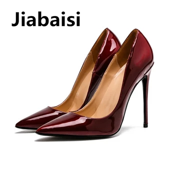 Jiabaisi zapatos de Mujeres de las bombas del Dedo del pie Puntiagudo 5Inch cena zapatos de Tacón Alto de los zapatos de Gran Tamaño de estilete bombas de partido de Descuento de la boda zapatos de señora