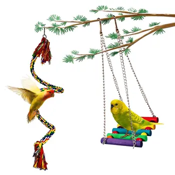 7 Pcs/set Loro Pájaro Swing Juguete Colgante Campana de las Escaleras de la Escalada de la Masticación Colgando de Juguete de Aves Accesorios de Aves Juguetes