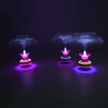 Nueva caliente-venta de la diversión OVNI de luz de juguete flash de la corona eléctrico de fibra de flash de la música gyro de los niños de juguete de regalo