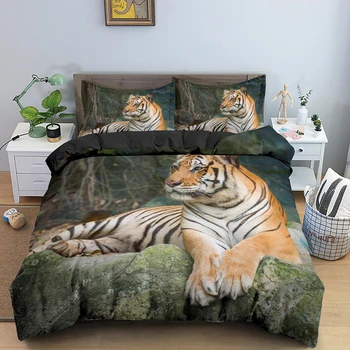 3D Animal Tigre de ropa, Ropa de cama Edredón funda de Edredón Único Rey Tamaño de la Reina