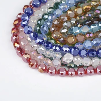 De alta calidad 5*8 mm Pan forma de Austria perlas de cristal 100pcs Mate de vidrio Plana Redonda Suelta perlas para la joyería de la pulsera