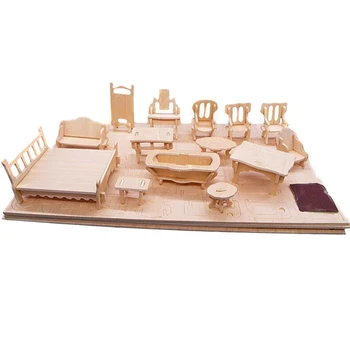 Miniatura 1:12 casa de Muñecas, Muebles de Muñecas Mini 3D Rompecabezas de Madera DIY creación de modelos de Juguetes para los Niños Regalo