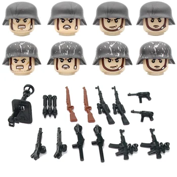 La 2 ª guerra mundial los soldados del Ejército de Figuras Accesorios Bloques de Construcción Militar de la Alemania de Camuflaje M35 Casco de Armas de fuego Mini Ladrillos de Juguetes Para los Niños