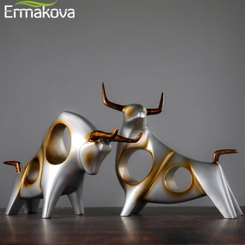 ERMAKOVA Ganado Estatua de Buey de la Decoración del Hogar, Sala de estar Toro Escultura Vino mueble de TELEVISIÓN Adorno Artesanías Resumen de los Animales Estatuilla