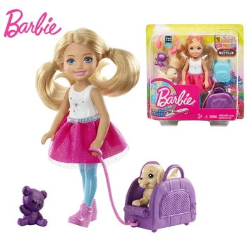 Barbie Original de Viaje Chelsea Muñecas con Cachorro Accesorios de Bebé Boneca Niñas Juguetes para los Niños Renacer de las Muñecas Barbie Juguetes