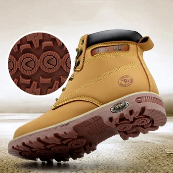 Zapatos de seguridad Para los Hombres de Acero del Dedo del pie Transpirable de Cuero de la Bota de Trabajo antideslizante Botas de los Zapatos de la industria y la Construcción