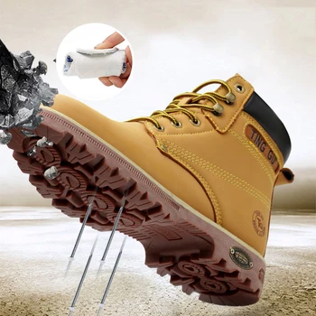 Zapatos de seguridad Para los Hombres de Acero del Dedo del pie Transpirable de Cuero de la Bota de Trabajo antideslizante Botas de los Zapatos de la industria y la Construcción