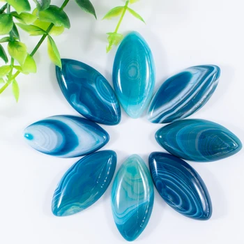 Fubaoying Cabujón Oval Perlas De Ágata Azul De Rayas Moradas De Piedra Jades Encantos Para La Fabricación De Joyas