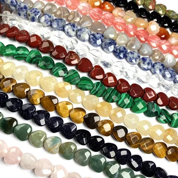 La Piedra Natural en forma de Corazón de perlas Facetadas de cristal Semielaborados Suelta Perlas para la joyería DIY Collar Pulsera Accesorios