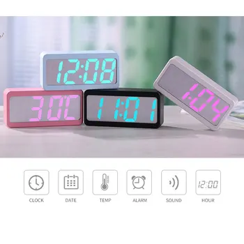 Digital LED de Alarma del Reloj, con 115 Variaciones de Color de los LED Digital, 3 Niveles de Brillo para Ajustar el Modo de Control de Voz