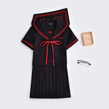 Bordado Demonio Oscuro Uniformes Escolares Para las Niñas de Anime Cosplay Disfraces JK Marinero Uniformes S-XL Top Y Falda Plisada