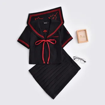 Bordado Demonio Oscuro Uniformes Escolares Para las Niñas de Anime Cosplay Disfraces JK Marinero Uniformes S-XL Top Y Falda Plisada