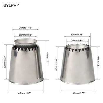 SILFI 2pcs gran anillo de pastel de crema consejos de decoración conjunto de boquillas de acero inoxidable de formación de hielo tubería de manga pastelera de la magdalena de herramientas