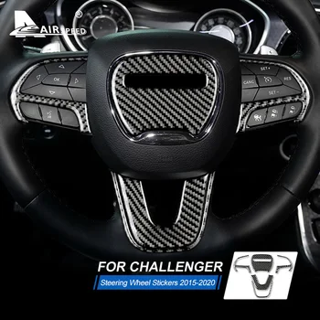 La VELOCIDAD del aire de Fibra de Carbono para el Dodge Challenger 2016 2017 2018 2019 Accesorios Interiores del Coche de la Cubierta del Volante Recorte de la etiqueta Engomada