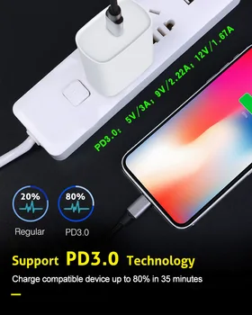 PD 20W de Carga Rápida USB Cargador de ca Para el iPhone 12 Mini Pro Max 11 Max Pro Xs Xr X 6 7 8 Plus PD Cargador Para iPad aire 4 2020 iPad