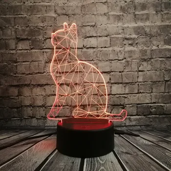 3D USB LED Lámpara de 7 Colores Cambio de la Ilusión de la Noche de la Luz Kawaii Animal Brillante Gato a Casa Habitación Escritorio Iluminación de la Decoración de Juguetes de Niños