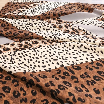 Nigeria Vintage Tejido de Gasa de Poliéster de Leopardo de Gasa estampados Para el Verano Blusa Y Vestido TJ0312