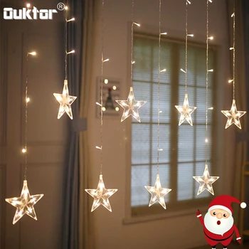 Los Años nuevos Led de la Estrella de Hadas Guirnaldas de Luces de Navidad 2M al aire libre de la Cortina del Led Cadena de Luces Para el Hogar Fiesta de navidad Decoración