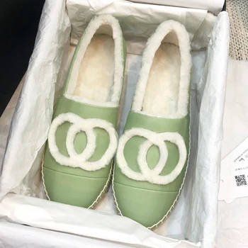 Franch chareiCC zapatillas Para las mujeres en Otoño/invierno muller 2020 nuevos Mocasines planos de piel de conejo baotou con un presupuesto fijo zapatos
