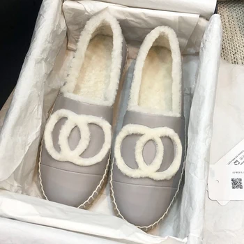 Franch chareiCC zapatillas Para las mujeres en Otoño/invierno muller 2020 nuevos Mocasines planos de piel de conejo baotou con un presupuesto fijo zapatos