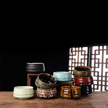 Nuevo colorido esmalte artesanal Japonés Matcha Chawan estilo coreano matcha tazón de té Matcha Ceremonia Conjunto de Accesorios