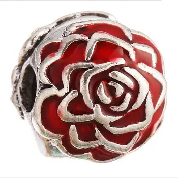 AODUOLA 20PCS de la Moda de Aleación de Metal Esmalte Flor Tapón Clip de Perlas de ajuste Europeo del Encanto de la Pulsera de DIY de la Joyería Para las Mujeres STB83
