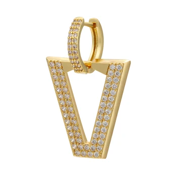 ZHUKOU 1 pieza de oro/de la plata de color de pequeños pendientes de aro Triángulo geométrico creativo pendientes de la gota CZ cristal de las mujeres de los pendientes VE331