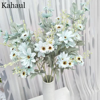 Tiempo de flores artificiales de alta calidad de seda daisy para el hogar decoración de mesa para boda blanco telón de fondo de la disposición de la decoración de accesorios