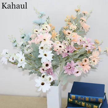 Tiempo de flores artificiales de alta calidad de seda daisy para el hogar decoración de mesa para boda blanco telón de fondo de la disposición de la decoración de accesorios