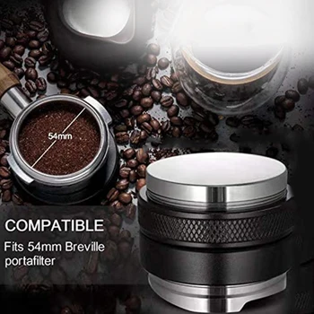 53mm Distribuidor de Café de manipulación de Doble Cabeza Café Nivelador Ajustable de Profundidad Espresso Mano para Cono 54mm Portafiltro
