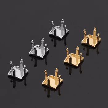 La moda 100pcs/Lote de Cobre Oro Plata Cuadrado de Color de Metal en Blanco Coser de diamante de imitación de la Garra de Puntas de DIY Colgante de la Base de los Hallazgos